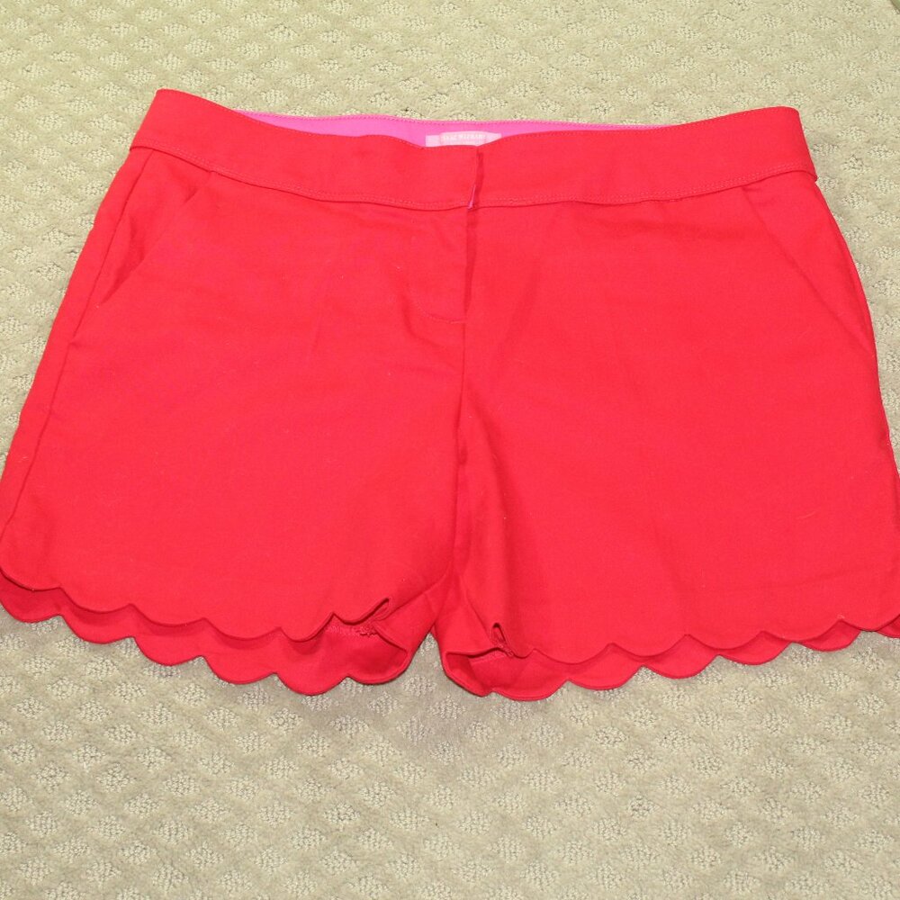 Isaac Mizrahi New York Red Scalloped Hem Shorts Size 12